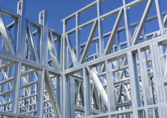 Light gauge steel frame close up